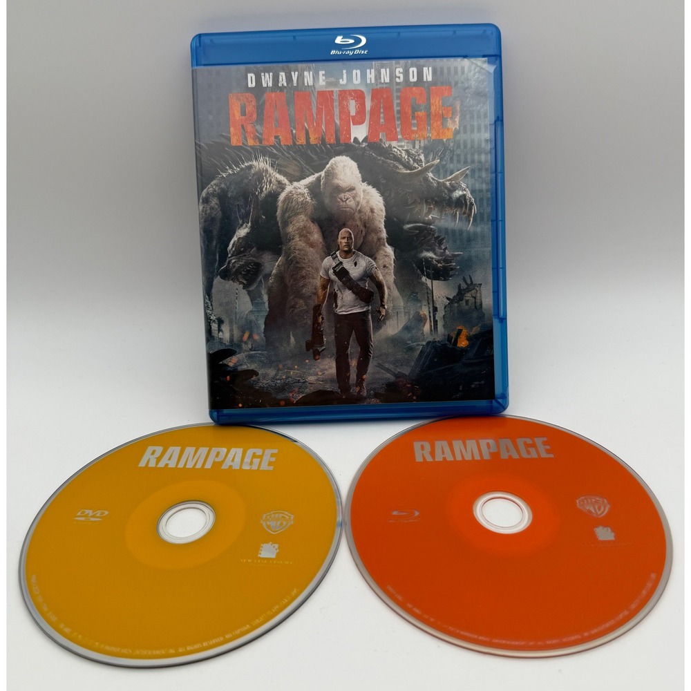 Rampage Blu-ray DVD Dwayne Johnson Action Sci-Fi Movie 2-Disc Set